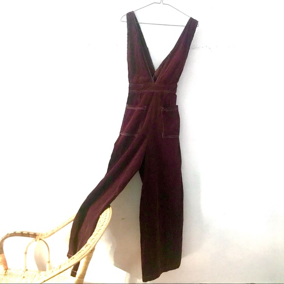**SOLD** Vintage burgundy wide-leg overalls - Picture 2 of 5